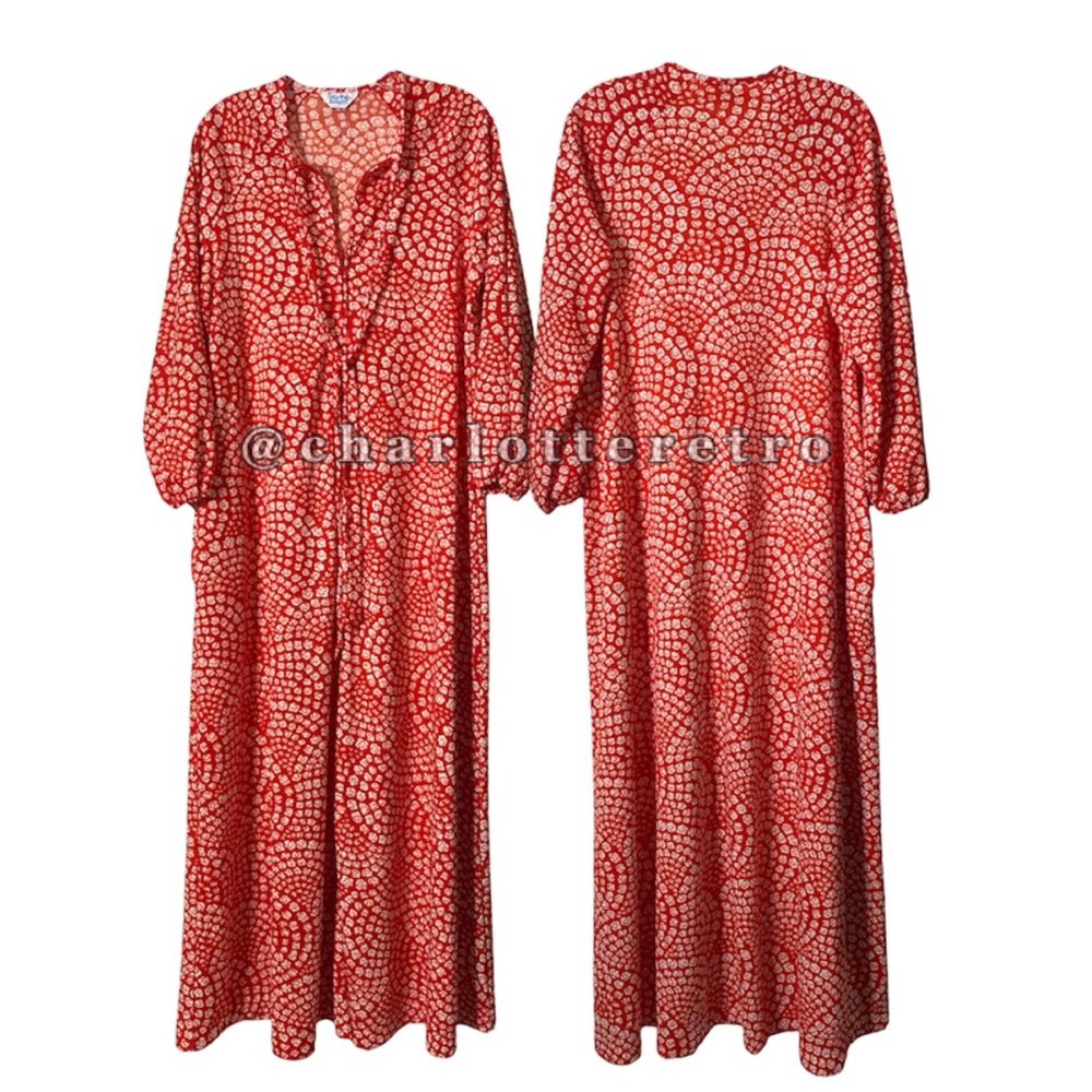 70s vtg Reigning Beauty House Dress Robe